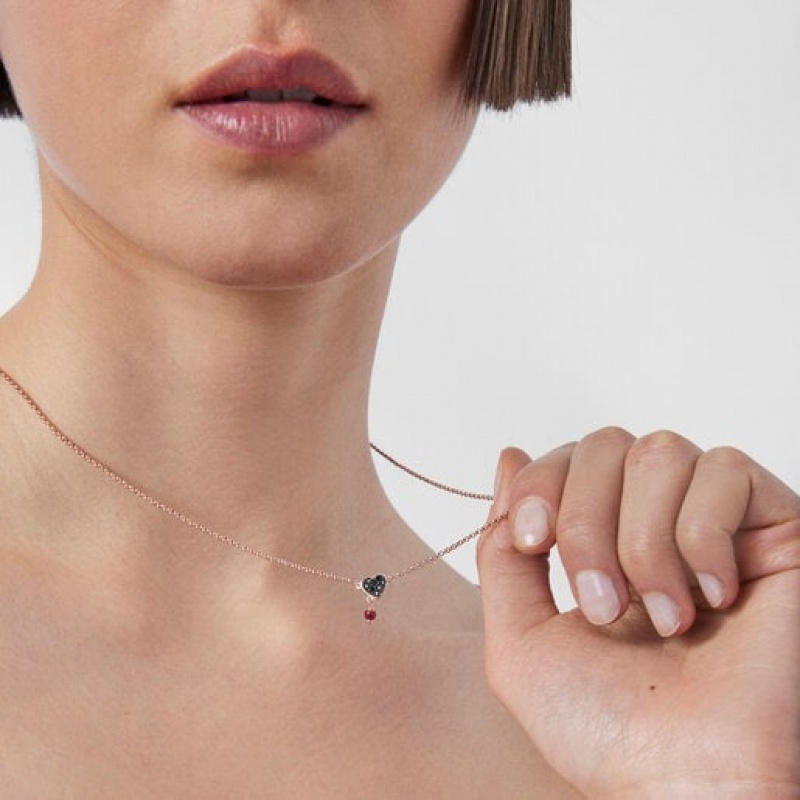 Tous Ruby Heart Motif With Spinels Halskette Rosa Gold | Österreich-QYXOJK605