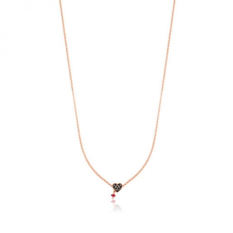 Tous Ruby Heart Motif With Spinels Halskette Rosa Gold | Österreich-QYXOJK605