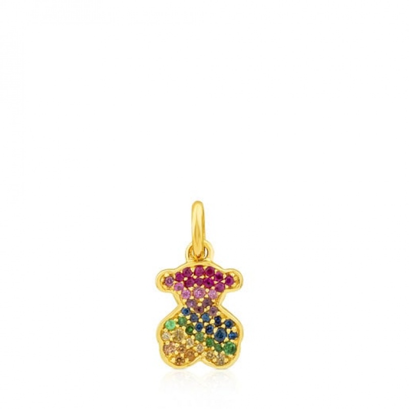 Tous Sapphire Bear Motif Icon Gems Anhänger Gold | Österreich-MUIYWJ290