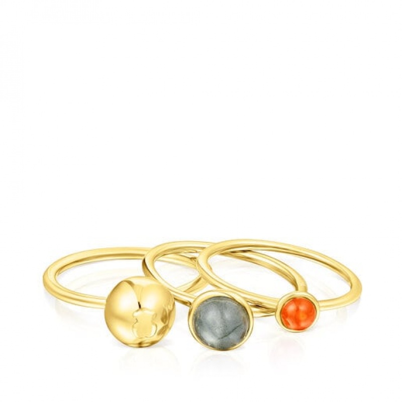 Tous Set Of Three Plumps With Gemstones Ring Gold | Österreich-XOYTZR395