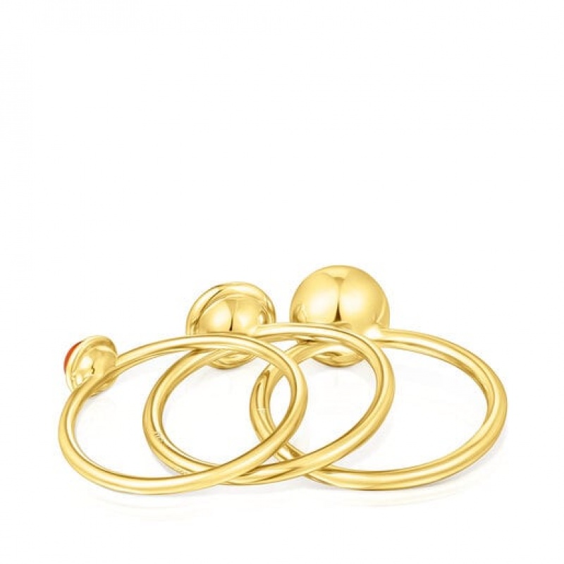 Tous Set Of Three Plumps With Gemstones Ring Gold | Österreich-XOYTZR395