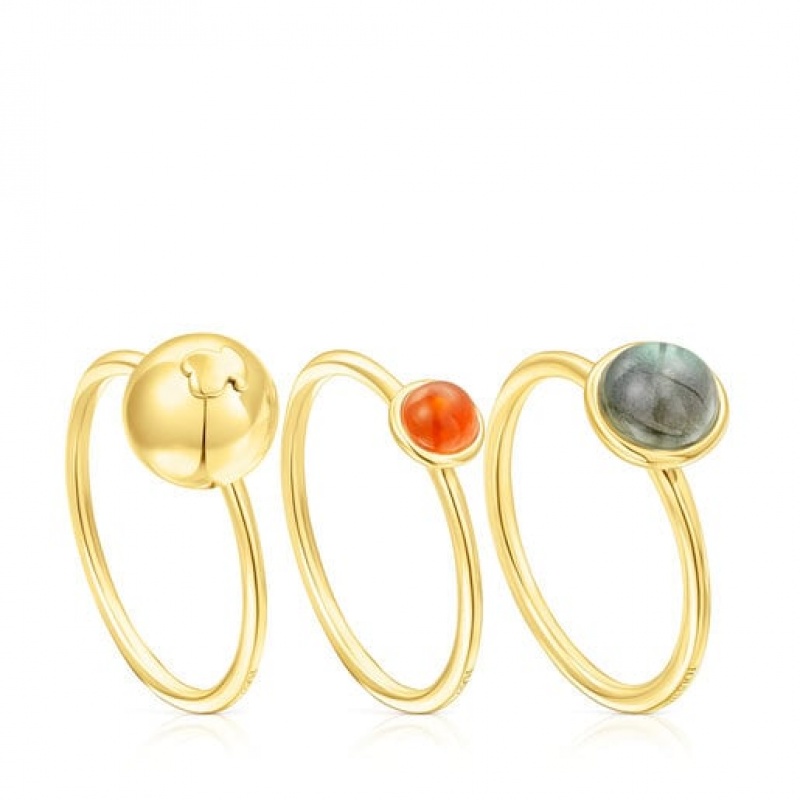 Tous Set Of Three Plumps With Gemstones Ring Gold | Österreich-XOYTZR395
