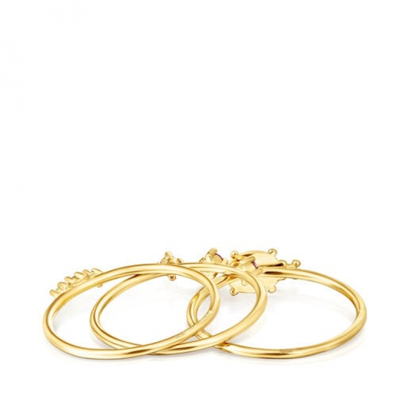 Tous Set Of Three Virtual gardens With Gemstones Ring Gold | Österreich-LBGHKY753
