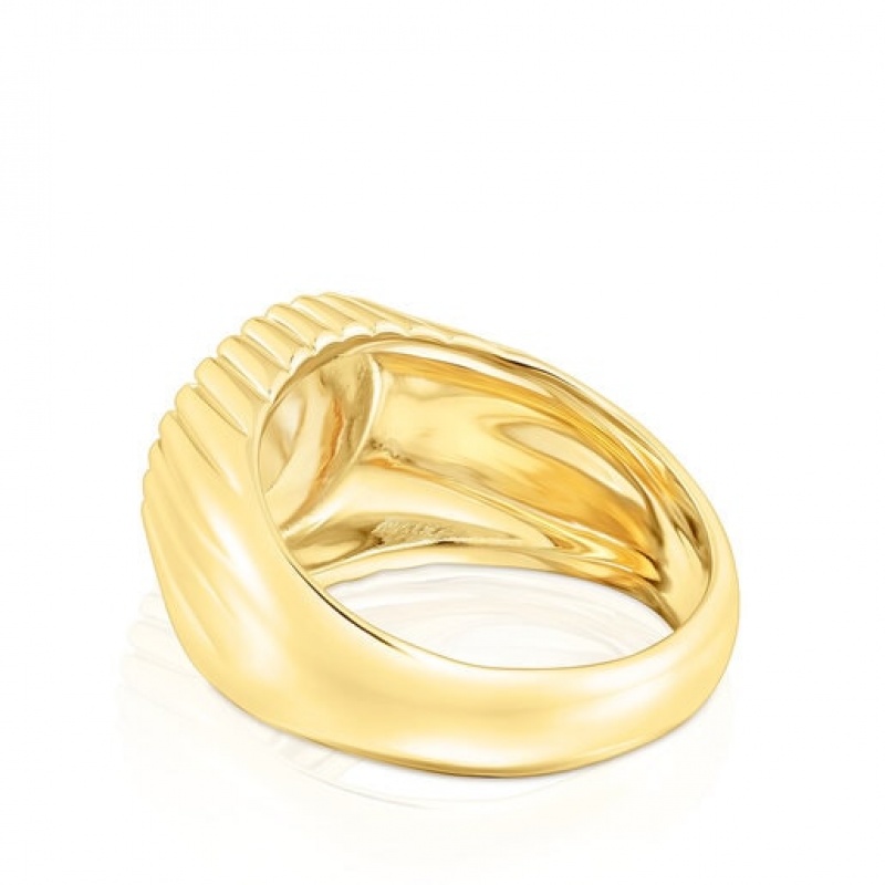 Tous Signet Bear With Iolite Iris Motif Ring Gold | Österreich-AFKYPH386