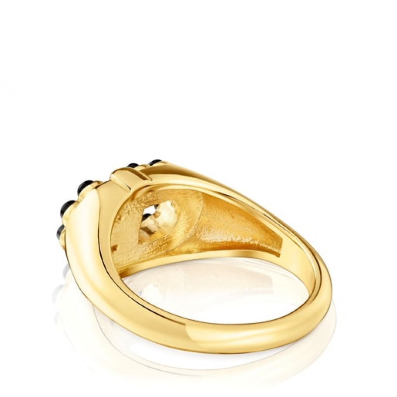 Tous Signet With Onyx Manifesto Ring Gold | Österreich-YUCDZF263