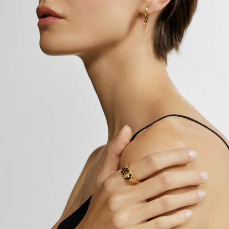 Tous Signet With Onyx Manifesto Ring Gold | Österreich-YUCDZF263