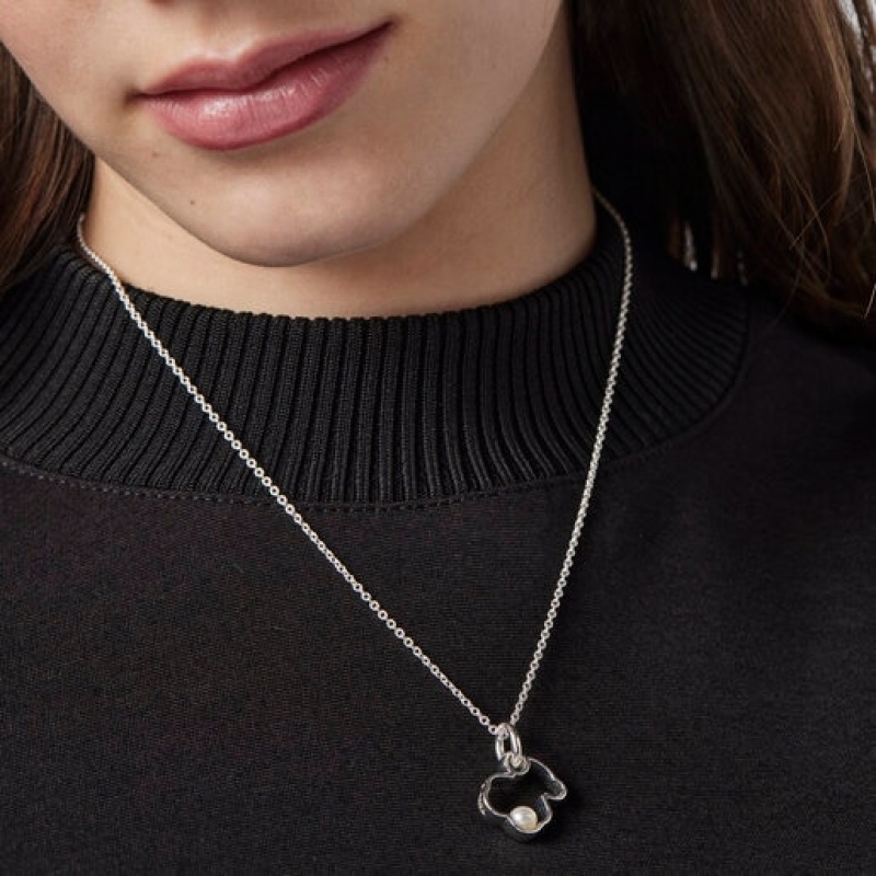 Tous Silueta With Pearl Halskette Silber | Österreich-JRHOZK438