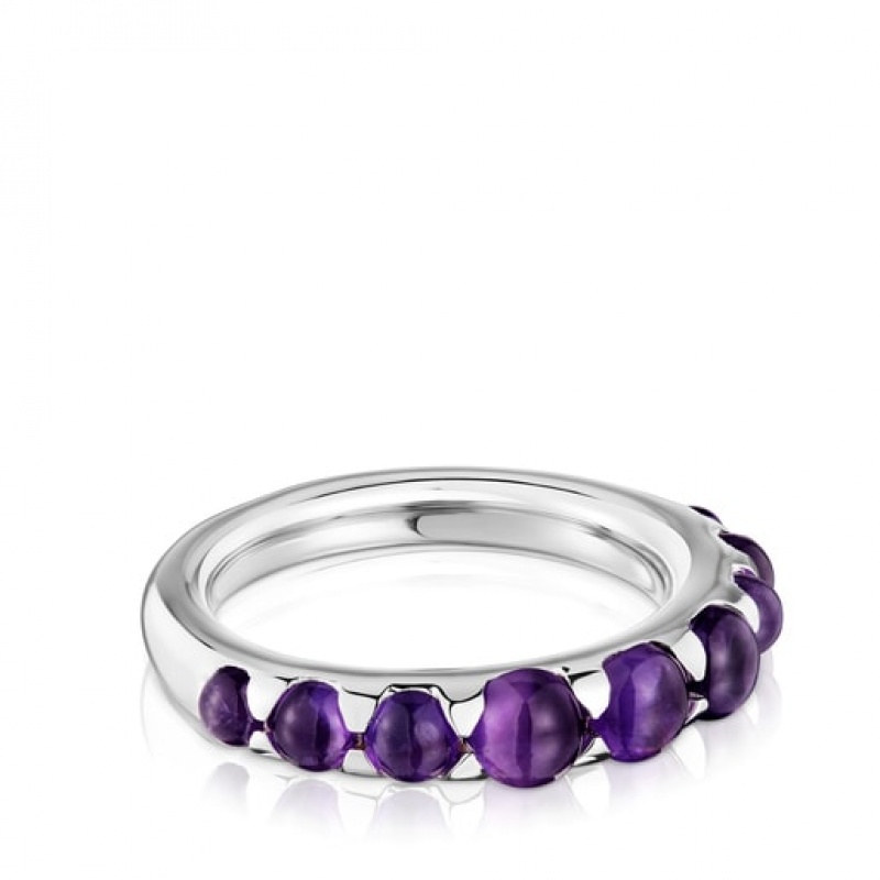 Tous Small Amethyst Sugar Party Ring Silber | Österreich-YXWHVO516
