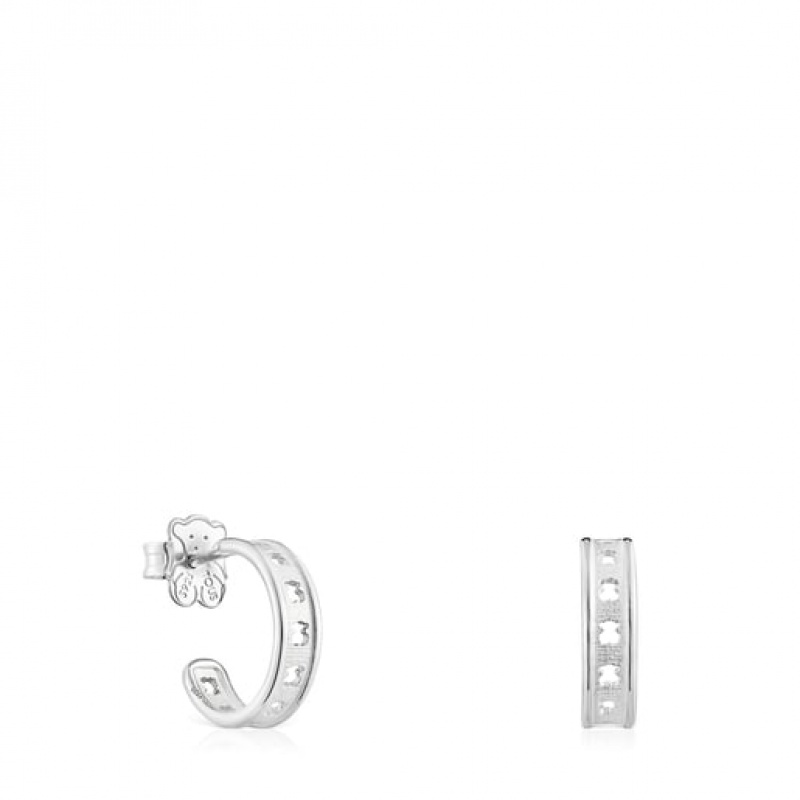 Tous Small Bear Row Hoop With Silhouette Ohrringe Silber | Österreich-WCNLJZ721