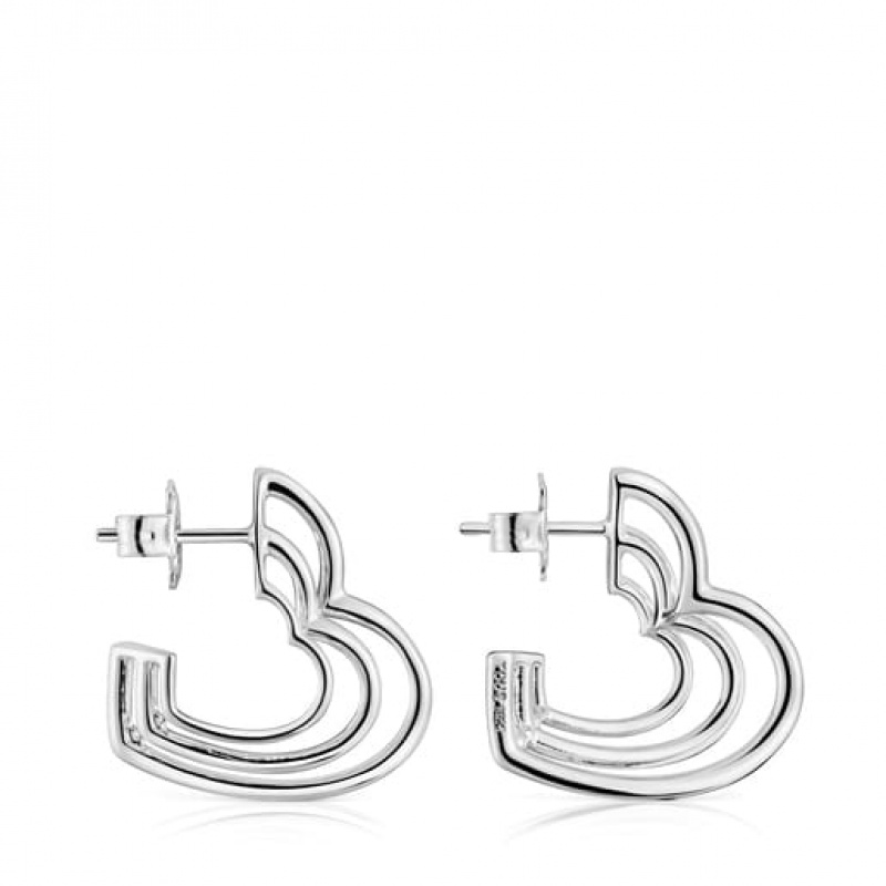 Tous Small Bickie Triple Heart Ohrringe Silber | Österreich-YMZXVE540