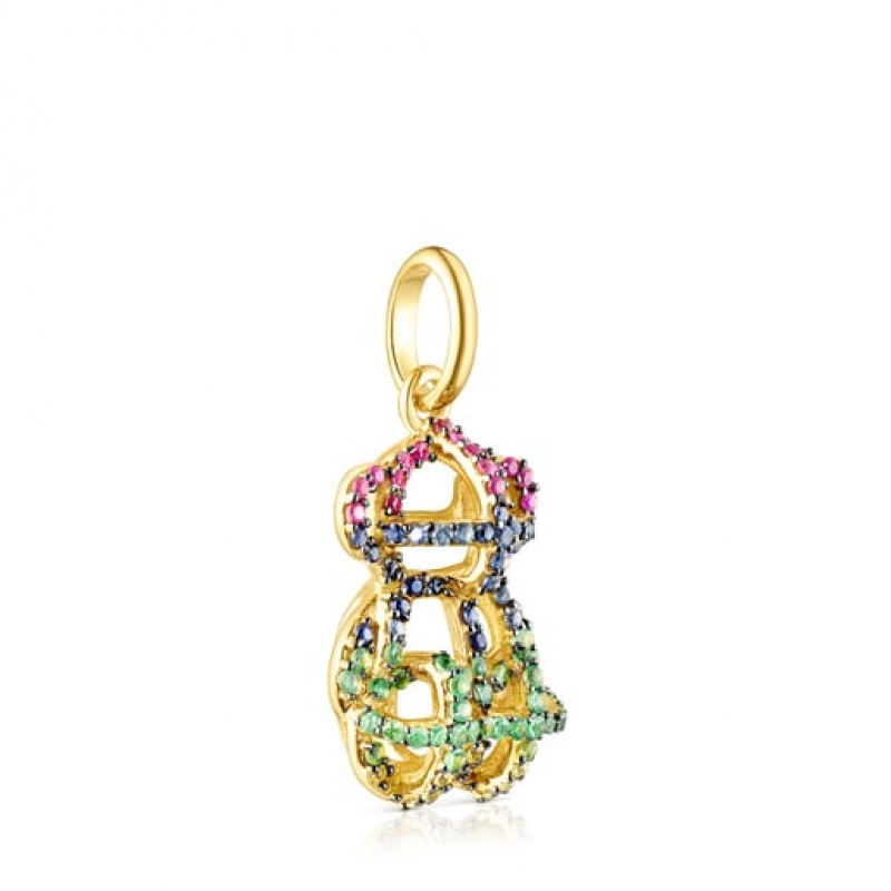 Tous Small Costura With Gemstones Anhänger Gold | Österreich-JFZWEC356