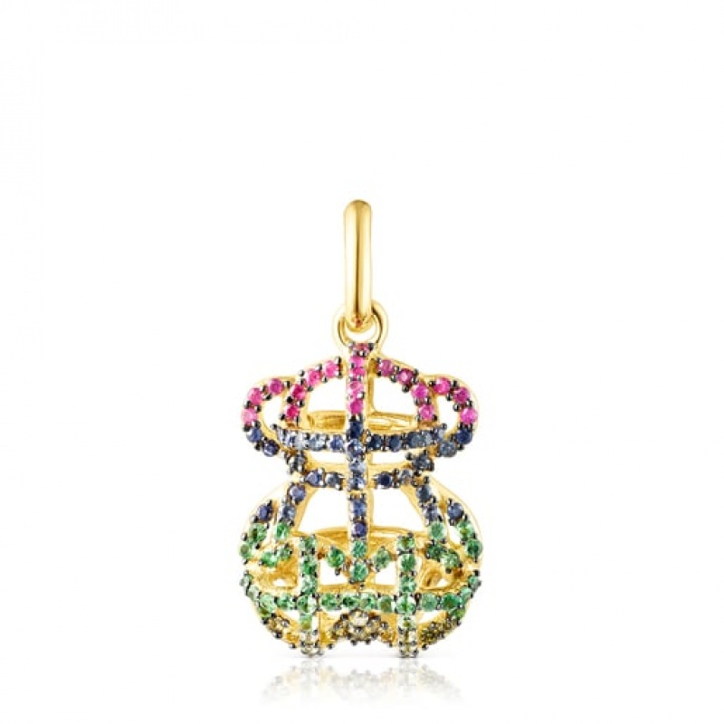 Tous Small Costura With Gemstones Anhänger Gold | Österreich-JFZWEC356