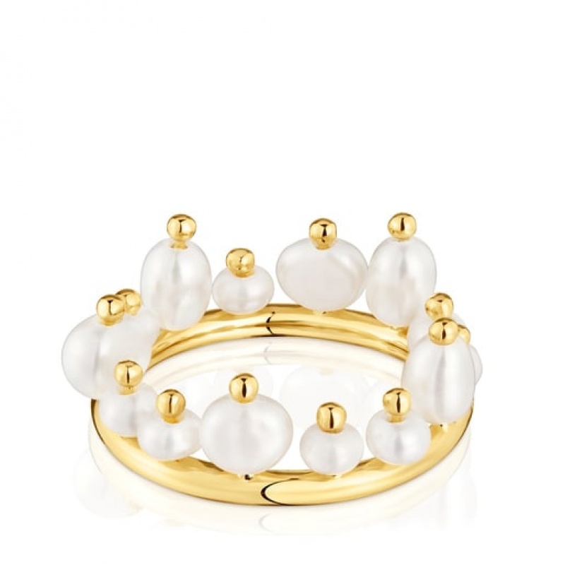 Tous Small Cultured Pearls Sugar Party Ring Gold Weiß | Österreich-KGDEHM568
