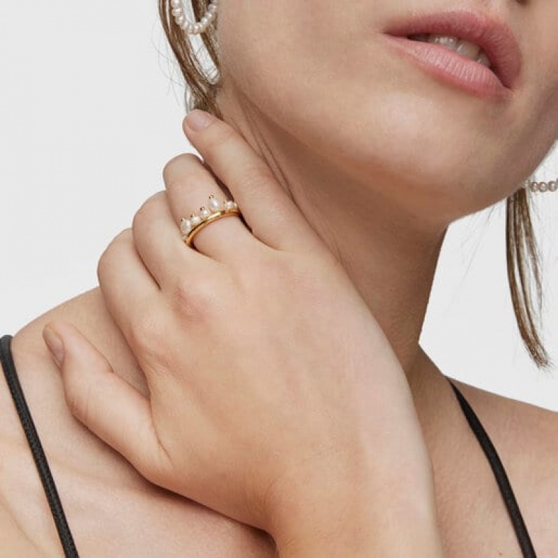 Tous Small Cultured Pearls Sugar Party Ring Gold Weiß | Österreich-KGDEHM568