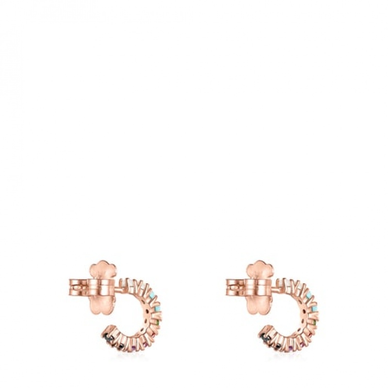 Tous Small Gerade With Gemstones Ohrringe Rosa Gold | Österreich-UMQNYZ419