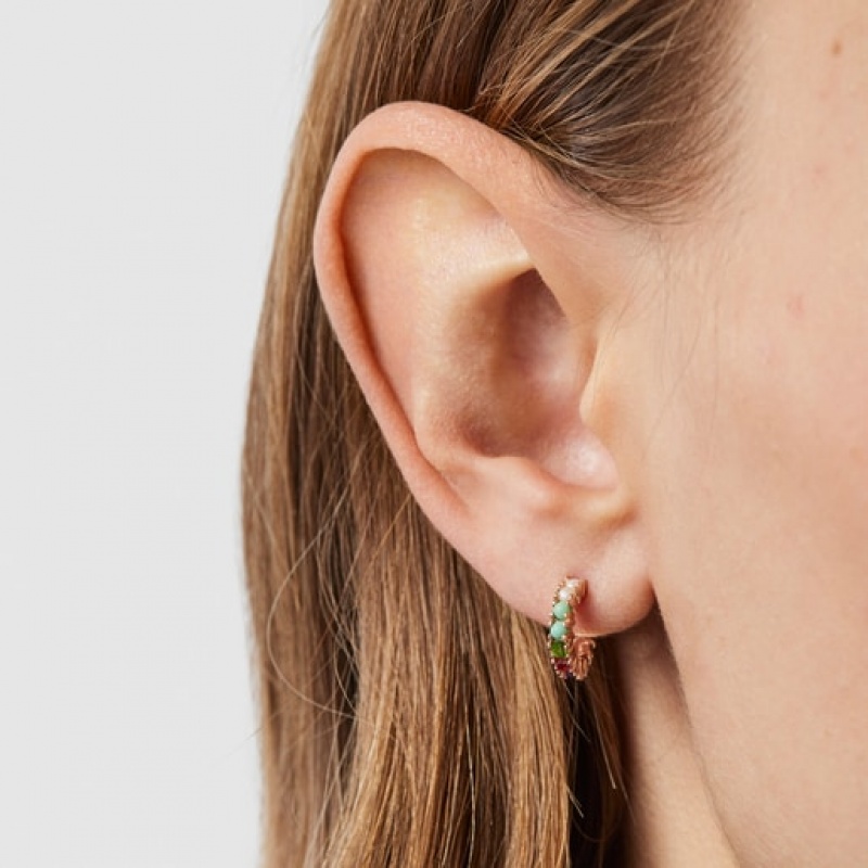 Tous Small Gerade With Gemstones Ohrringe Rosa Gold | Österreich-UMQNYZ419