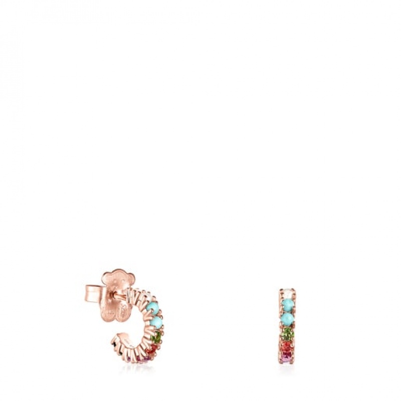 Tous Small Gerade With Gemstones Ohrringe Rosa Gold | Österreich-UMQNYZ419