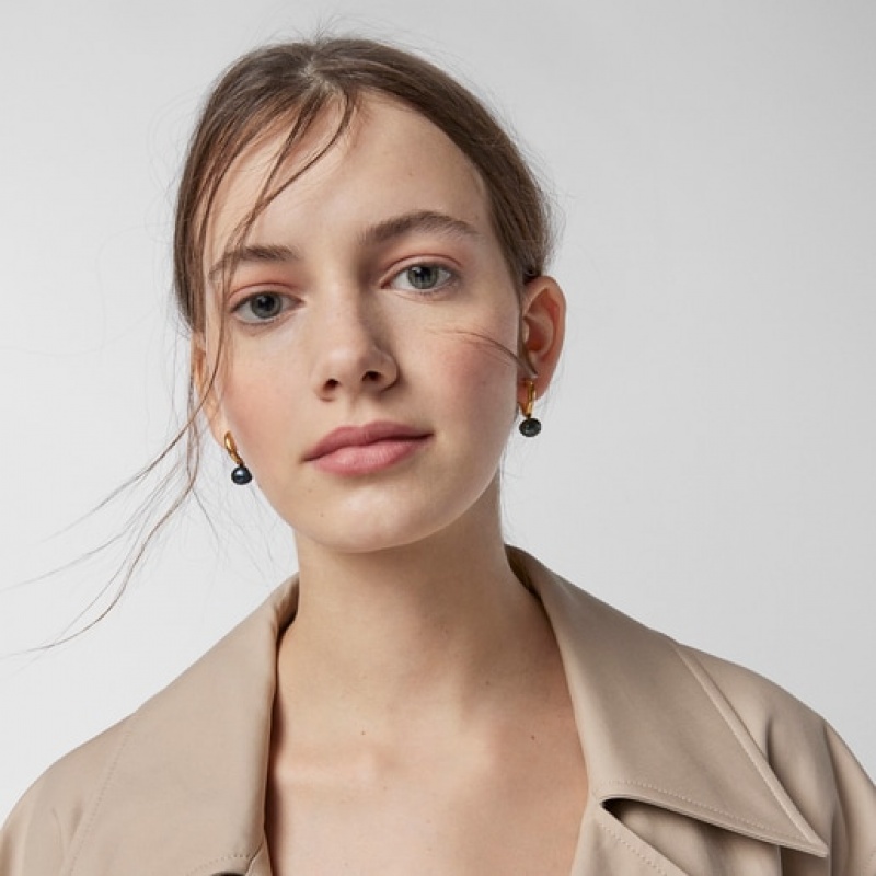Tous Small Hav Hoop With Gray Pearl Ohrringe Gold | Österreich-PXARZG137