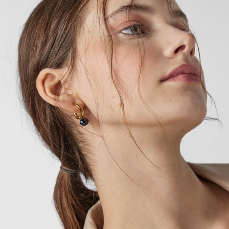 Tous Small Hav Hoop With Gray Pearl Ohrringe Gold | Österreich-PXARZG137