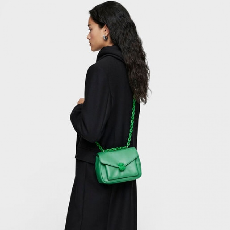 Tous Small Leder Bold Bear Umhängetasche Grün | Österreich-GVMLZY230
