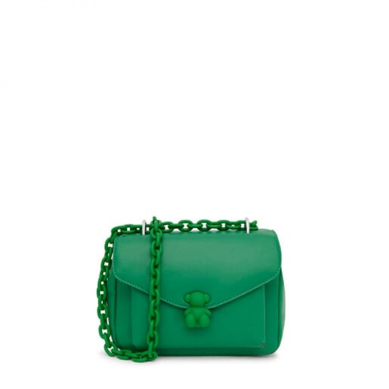 Tous Small Leder Bold Bear Umhängetasche Grün | Österreich-GVMLZY230