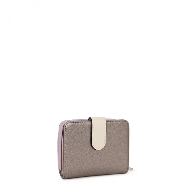 Tous Small New Dubai Saffiano Geldbörse Silber | Österreich-LWIRFG860