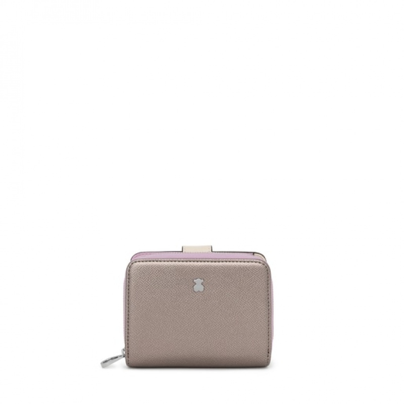 Tous Small New Dubai Saffiano Geldbörse Silber | Österreich-LWIRFG860