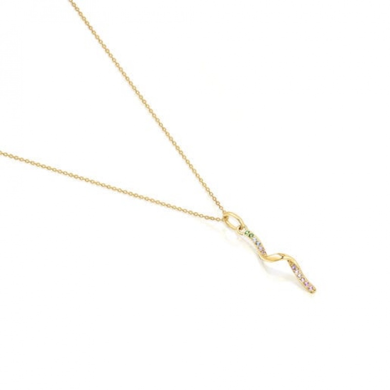 Tous St Tropez Gemstone Spiral Halskette Gold | Österreich-DMRHZE247