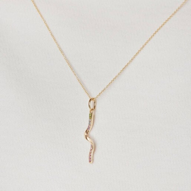 Tous St Tropez Gemstone Spiral Halskette Gold | Österreich-DMRHZE247