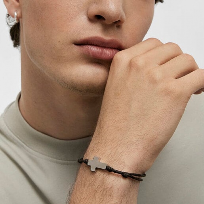 Tous Steel Cruz Armband Schwarz Silber | Österreich-WLJKIG128