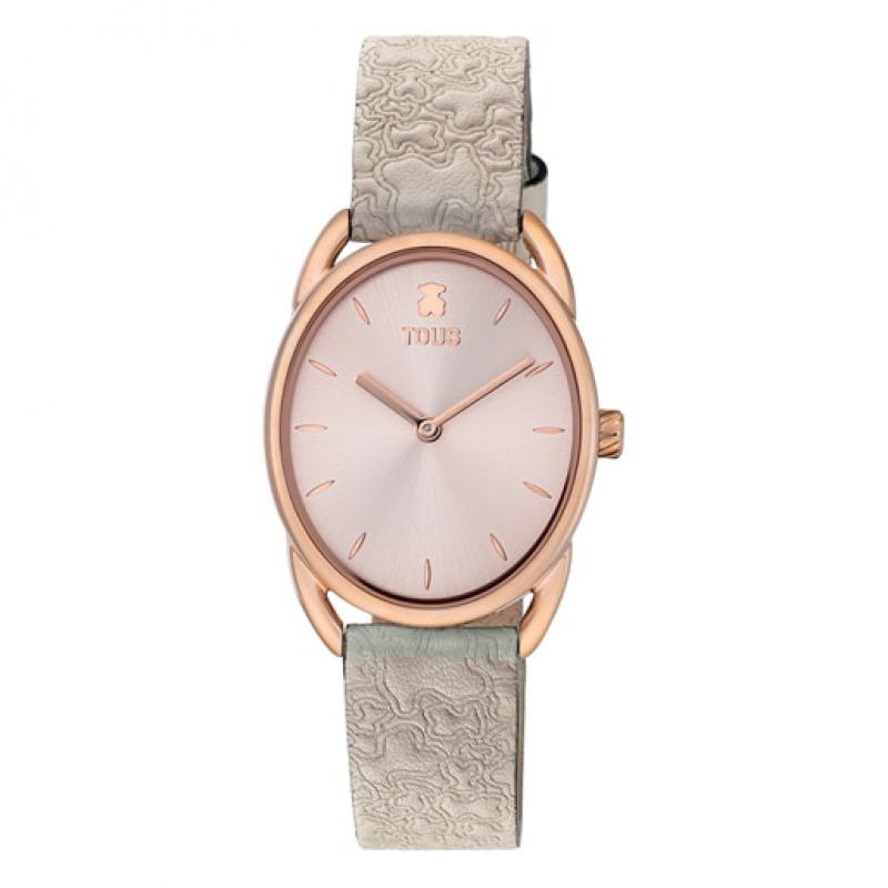 Tous Steel Dai Analogue With Beige Leder Kaos Riemen Uhren Rosa Gold | Österreich-QIUFSV423