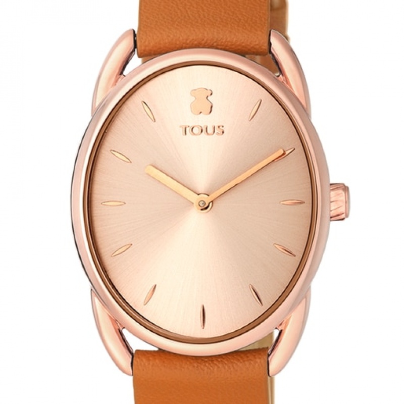 Tous Steel Dai With Brown Leder Riemen Uhren Rosa Gold | Österreich-TVBLZG953