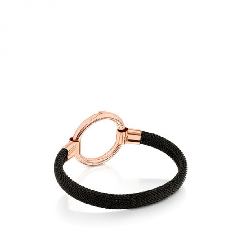 Tous Steel Hold Armband Schwarz Rosa Gold | Österreich-OHBSVQ193