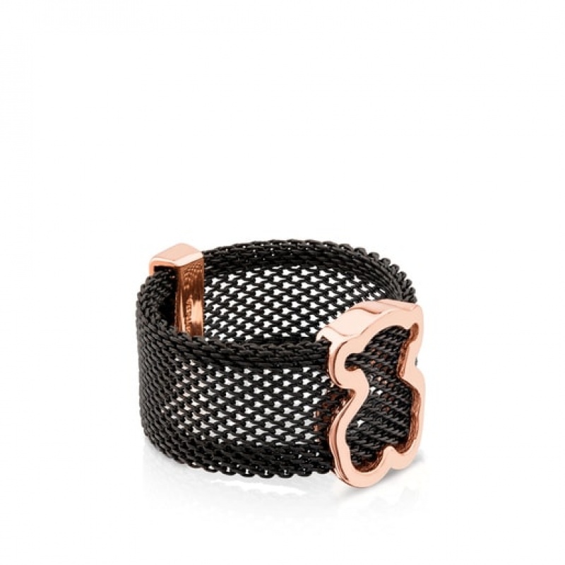 Tous Steel Icon Mesh Ring Schwarz | Österreich-PBGEDQ165