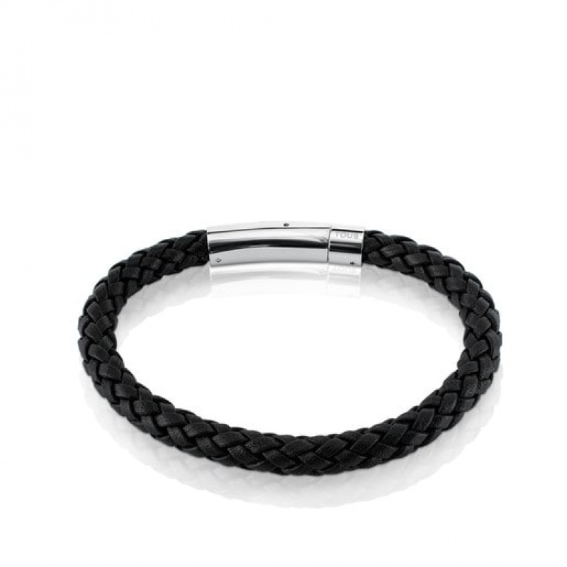 Tous Steel Man Armband Schwarz Silber | Österreich-IYZBUT820