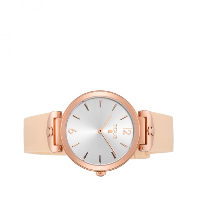 Tous Steel Mesh With Nude Silikon Riemen Uhren Rosa Gold | Österreich-KNFWQJ915