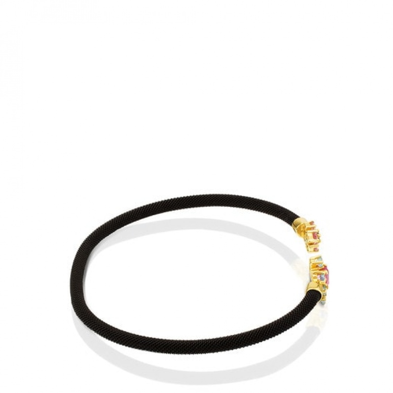 Tous Steel Mini Teatime With Sapphire Ruby Armband Schwarz Gold | Österreich-EXMJYT701