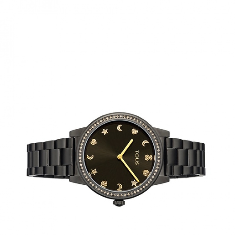 Tous Steel Nocturne With Bezel With Cubic Zirconia Stones Uhren Schwarz | Österreich-OWZLGA487