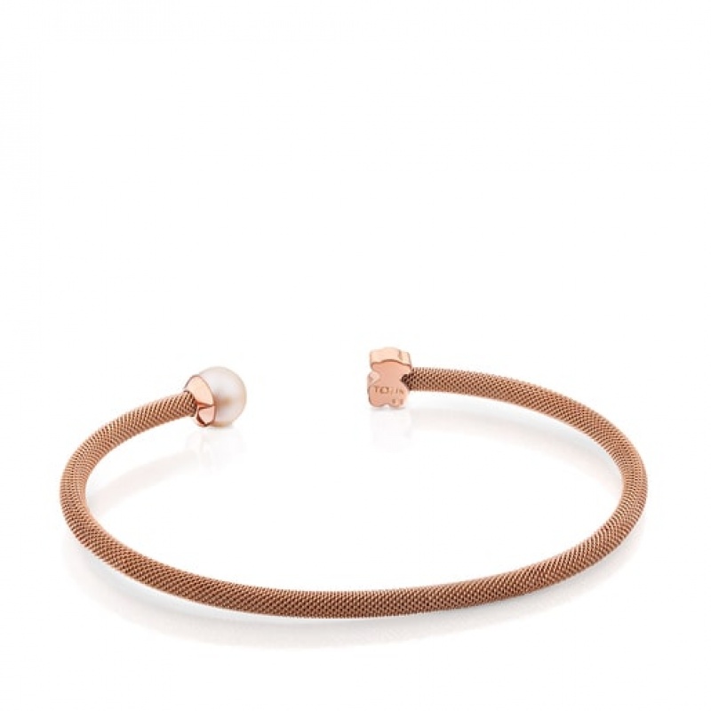 Tous Steel With 65mm Pearl Icon Mesh Armband Rosa Gold | Österreich-PLCMFY498