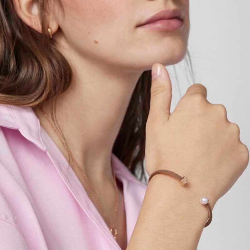 Tous Steel With 65mm Pearl Icon Mesh Armband Rosa Gold | Österreich-PLCMFY498
