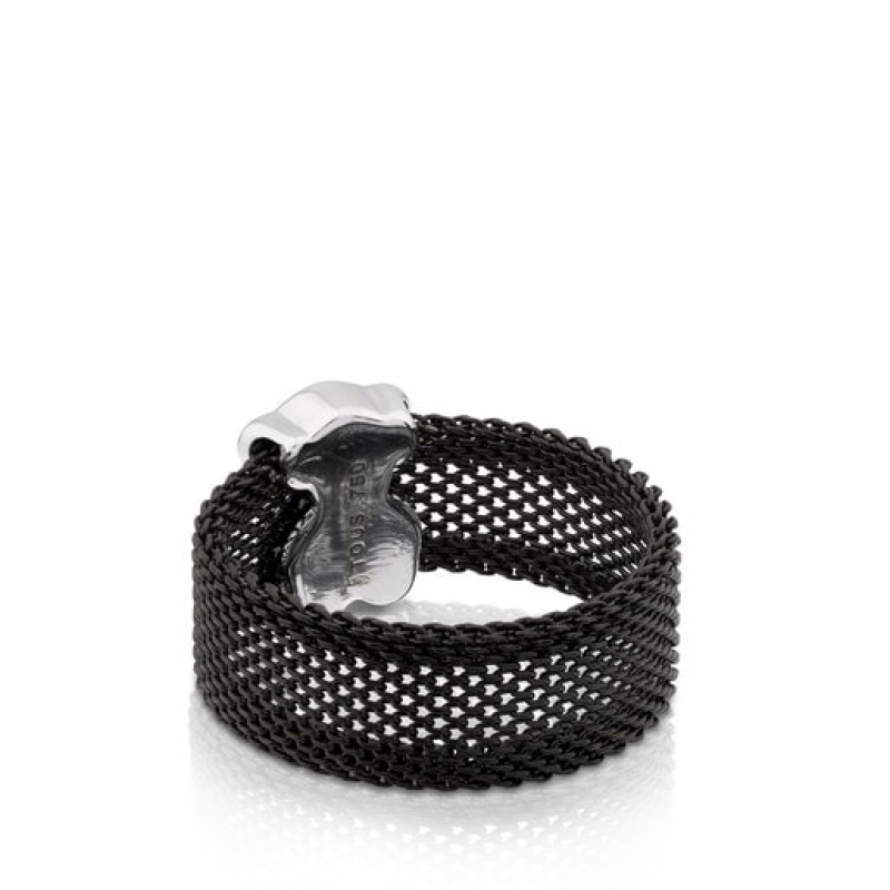 Tous Steel With Diamonds Icon Mesh Ring Schwarz | Österreich-PDRYAM349