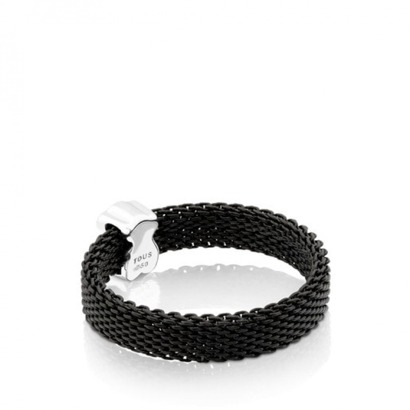 Tous Steel With Diamonds Icon Mesh Ring Schwarz | Österreich-UFJEMG836
