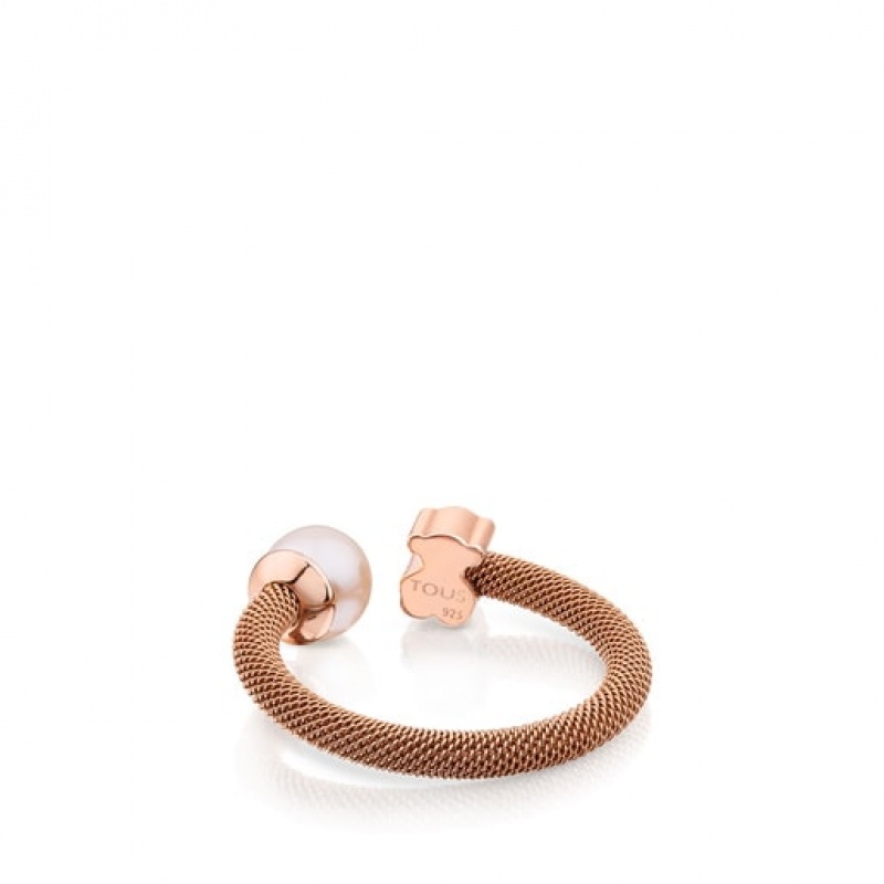 Tous Steel With Pearl Icon Mesh Ring Rosa Gold | Österreich-WKOGPM372