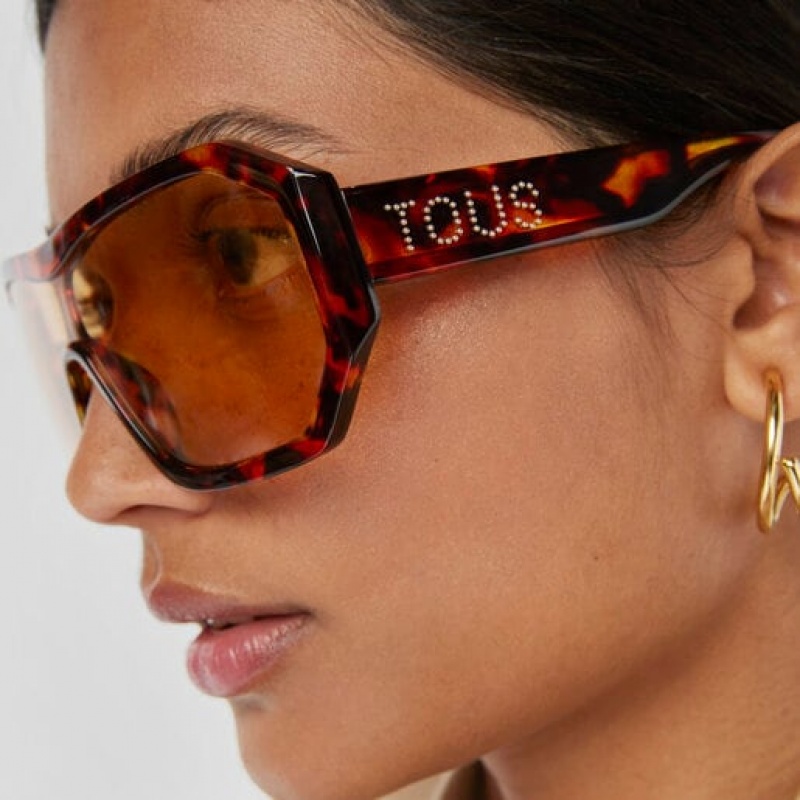 Tous Studs Mask Sonnenbrille Braun | Österreich-ZVIXWA546