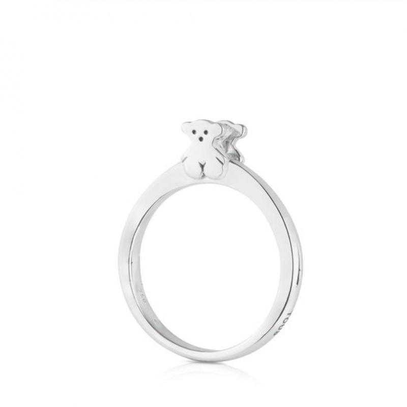 Tous Sweet Diamonds Bear Motif Ring Silber | Österreich-OULASW205