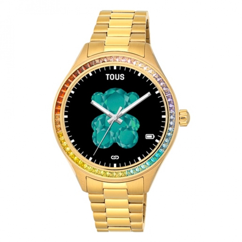Tous T Shine Connect With Steel Wristband With Rainbow Cubic Zirconias Smartwatches Gold | Österreich-YBIQPL193