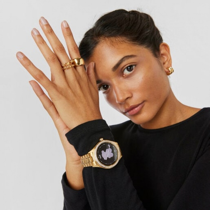 Tous T Shine Connect With Steel Wristband With Cubic Zirconias Smartwatches Gold | Österreich-VBSFXO605