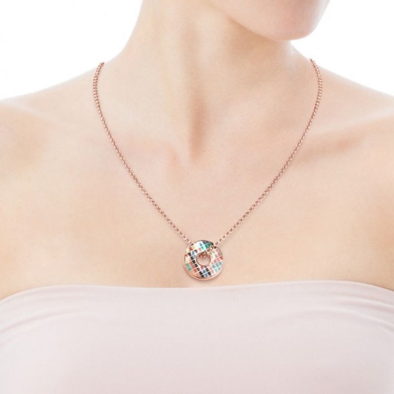 Tous Tartan Disc With Mother-of-pearl Anhänger Rosa Gold | Österreich-LGQZHT210