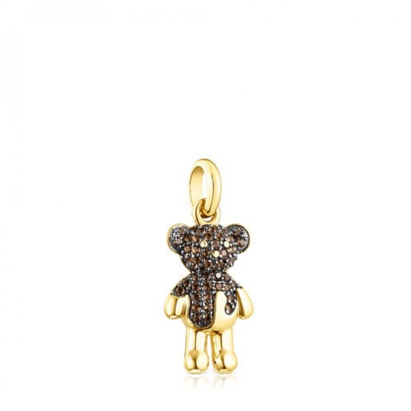 Tous Teddy Bear Splash With Smoky Quartz Anhänger Gold | Österreich-CJVEXL930