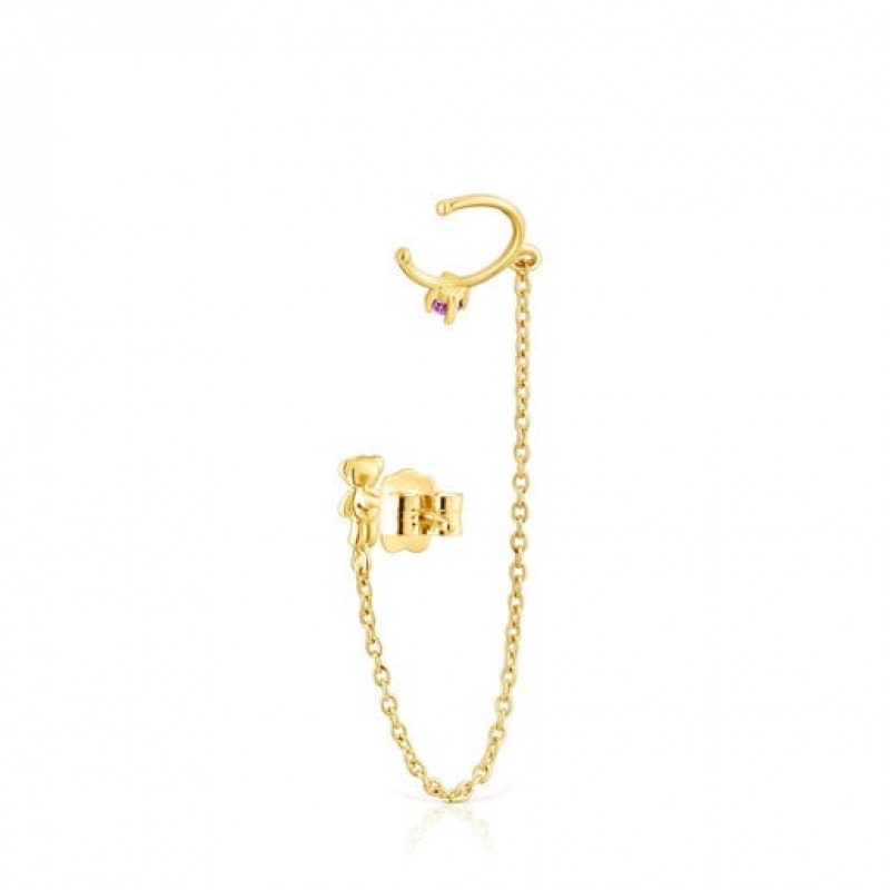 Tous Teddy Bear With Amethyst Gemstone Ohrstulpe Gold | Österreich-ZMQCXK486